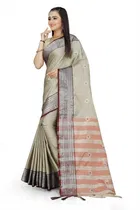 शारदा क्रिएशन कॉटन एम्बेलिशड साड़ी विद ब्लाउज 