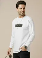 Polyester Printed T-shirt for Men, White 
