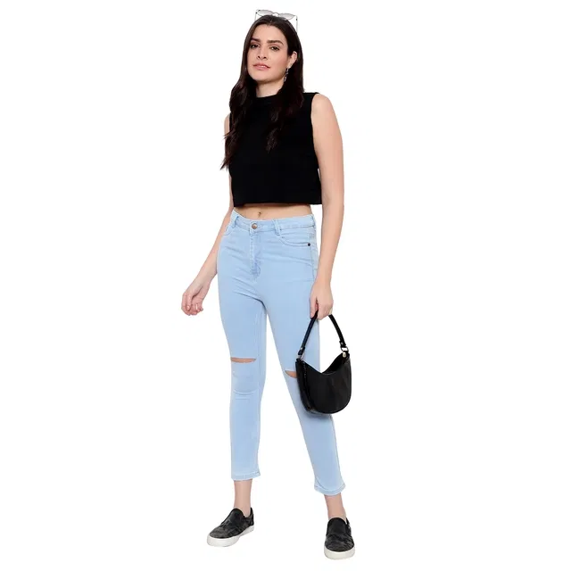 Denim Straight Fit Jeans For Women, Blue (30)