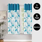 Alaqsa Blue Floral Polyester Window Curtain 5ft Pack of 1