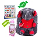 Combo of Fabric School Bag, Water Bottle with All in One Book for Kids 
