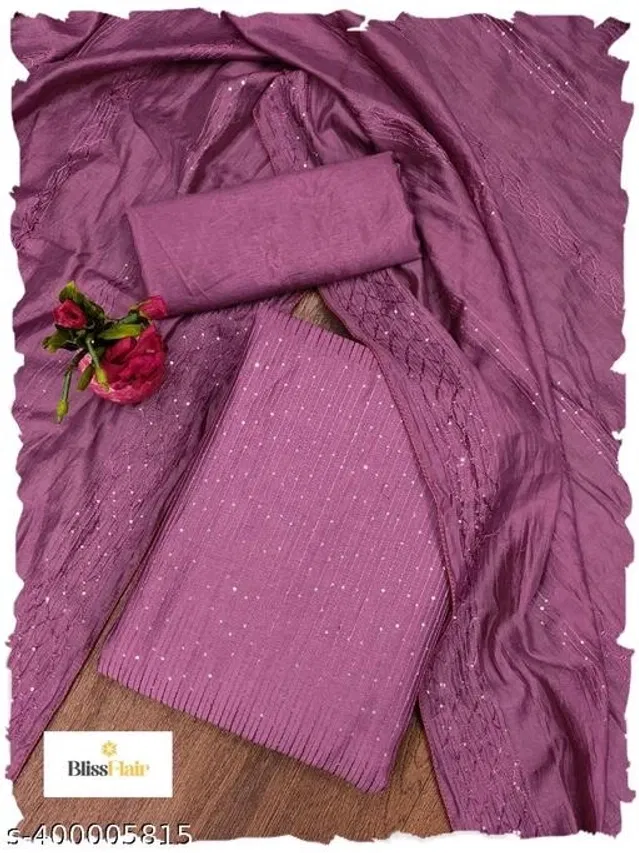 Embroidered Unstitched Suit for Women (Pink, 2.25 m)