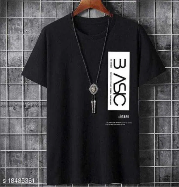 Ruggstar Casual Printed Round Neck T-Shirt For Men (Black, XL) (R-12)