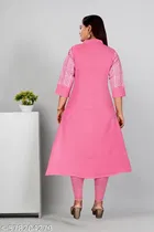 Solid Embroidered Cotton Kurti for Women 