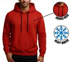 Fleece Solid Hoodie for Men, Red 