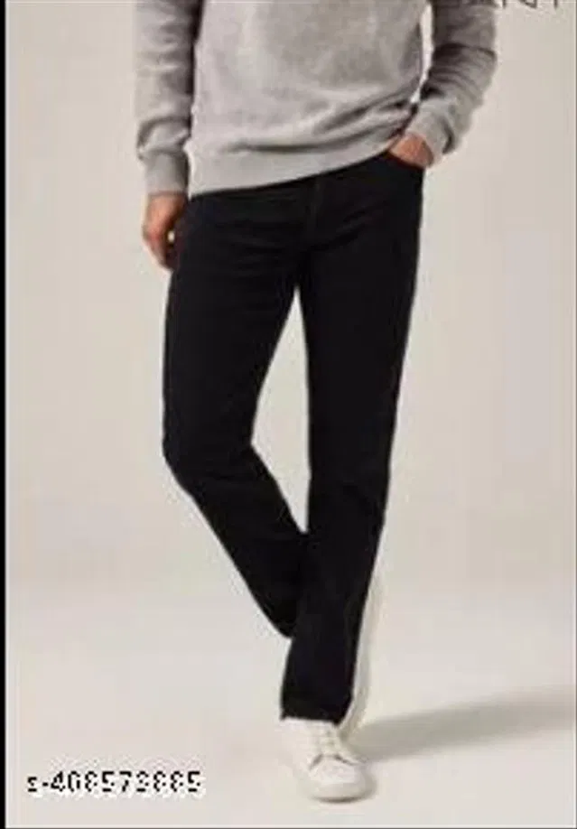 Denim Slim Fit Jeans for Men (Black, 34)