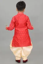 Dupion Silk Embroidered Kurta with Patiyala Set for Boys 