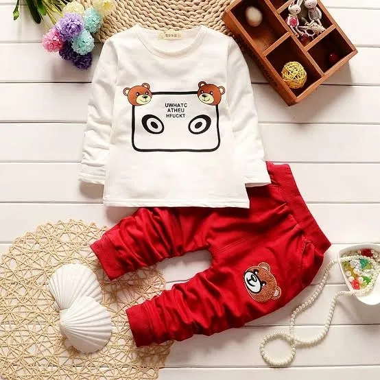 Hosiery Clothing Set for Kids (Red, 1-2 Years)