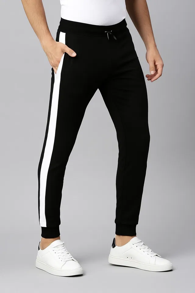 Polyester Regular Fit Track Pants for Men (Black, L)