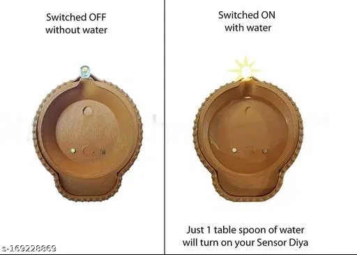 Water Sensored LED Diyas (Brown, Pack of 6)