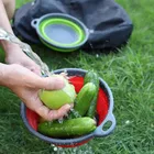Kitchen Foldable Silicone Strainer Colanders, Collapsible Colanders with Handles, Space-Saver Folding Strainer Colander for Draining Pasta, Vegetable 