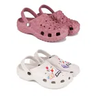 Combo of Clogs for Women (Pink & Off White, 6) (Pack of 2)