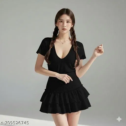 Lycra Top for Women, Black (S)