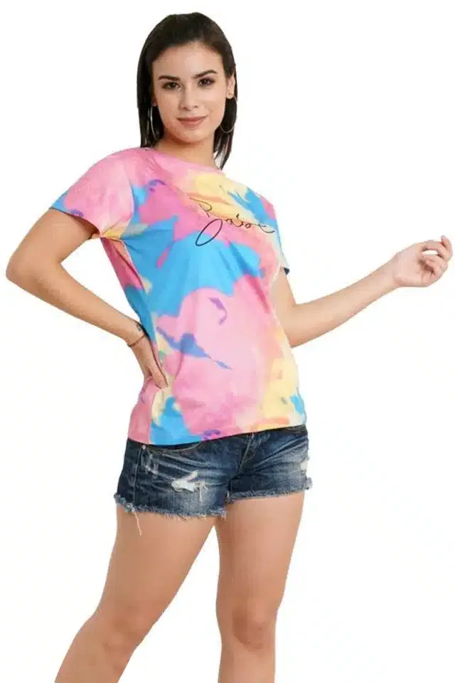 Women's Printed Long Sleeves SweatShirt (Pink, L)