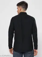 Cotton Blend Solid Shirts for Men, Black 