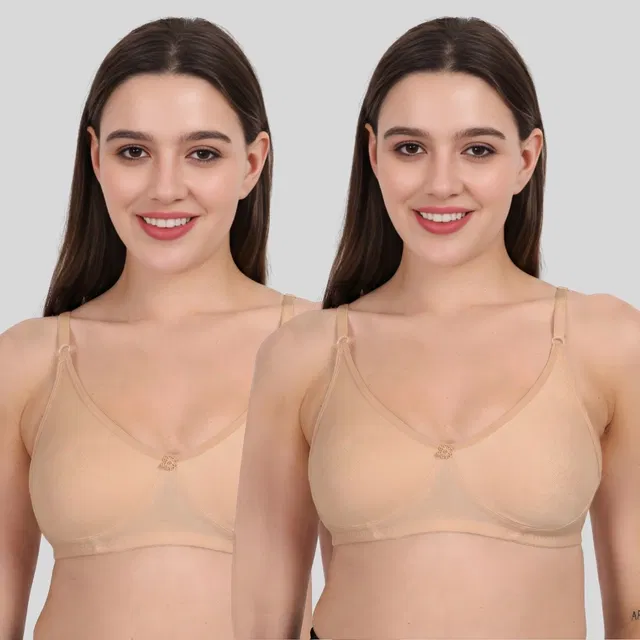 Cotton Bra for Women, Gold, Pack of 2 (40B)