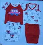 Cotton Blend Printed Clothing Set for Infants (Maroon & White, 0-6 Months) (Set of 2)