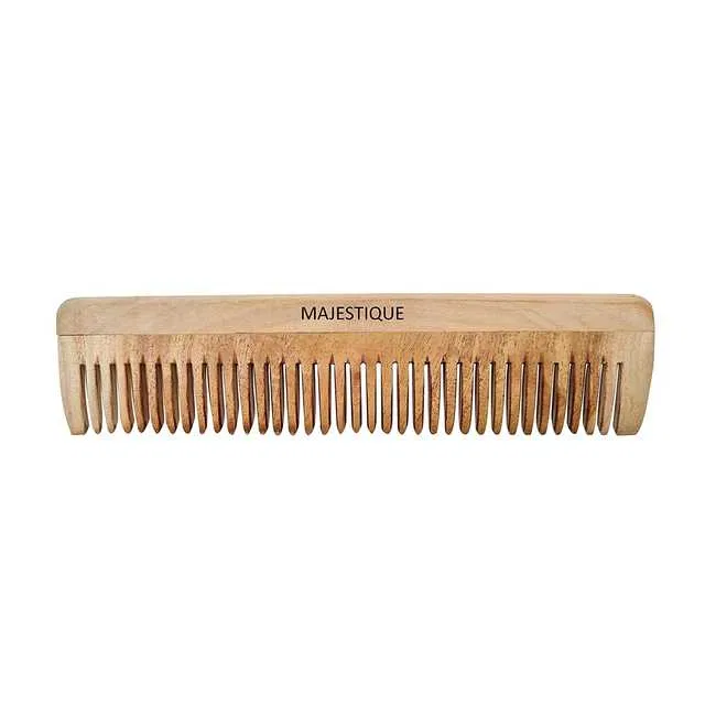 Majestique Wooden Hair & Beard Comb Natural Curly Wavy Dry Hair for Womens and Mens (B-121)
