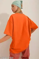 Cotton Blend Printed T-shirt for Women, Orange 