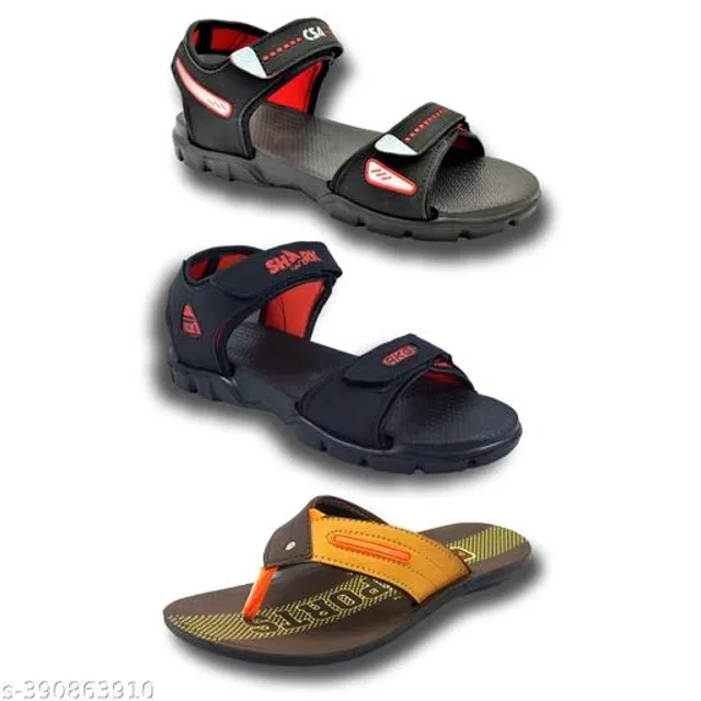 Sandals with Flipflop for Men (Multicolor, 6) (Pack of 3)