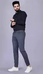 Polycotton Trousers for Men, Dark Grey 