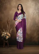 Art Silk Printed Saree for Women, Wine 