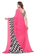 Women Georgette Printed Saree With Unstitched Blouse 