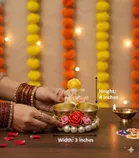 Metal Decoretive Pooja Thali, Multicolour Pack of 1