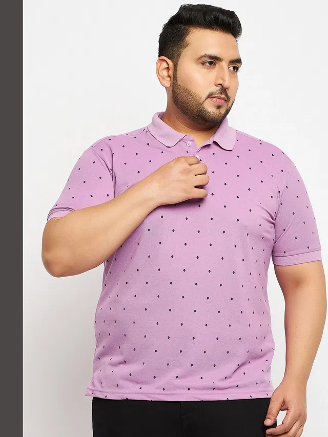 Printed Polo T-shirt for Men (Lavender, 6XL)