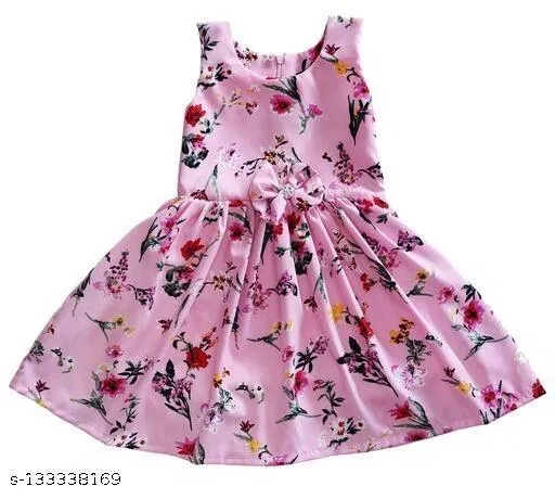Cute Party Frock for Girls (Pink, 12-18 Months)