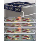 PVC Waterproof Fridge Top Cover with 4 Pcs Shelf Mats (Multicolor, Set of 1)