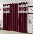 Polyester Curtains for Door (Purple, 7 Feet) (Pack of 3)