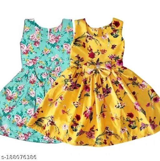 Party Frock for Girls (Yellow, 10-11 Years)