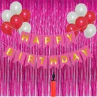 Birthday Decoration Foil Curtains with Banner & 50 Pcs Balloons with Manual Hand Pump 