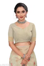 Cotton Linen Zari Woven Saree for Women 