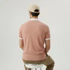 Cotton Blend Colorblocked Polo Neck T-Shirt for Men, Pink 