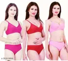 Cotton Blend Solid Lingerie Set for Women 