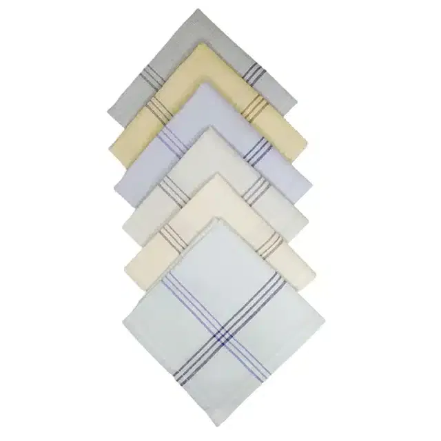 Cotton Blend Handkerchiefs for Men (Pack of 6) (Multicolor, 18x18 cm)