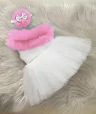 Net Solid Frock for Girls 