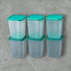Plastic Storage Containers, Green, Pack of 6 