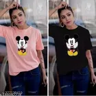 Cotton Blend T-shirt for Women, Black, Pack of 2 