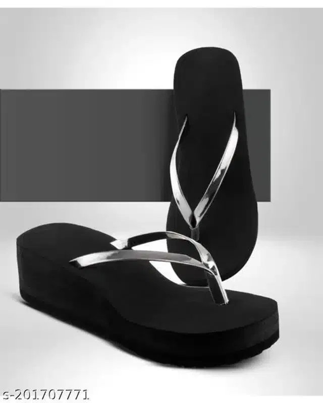Slippers for Women (Black & Silver, 3)
