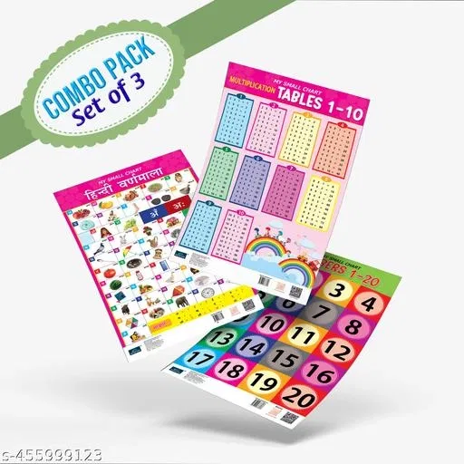 Bookford Publications My small chart Numbers, Hindi Varnamala & Tables (Set of 3)