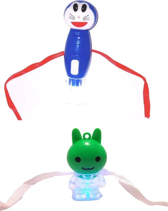 Plastic Teddy & Doremon Torch Kids Rakhi (Multicolor, Pack of 2)