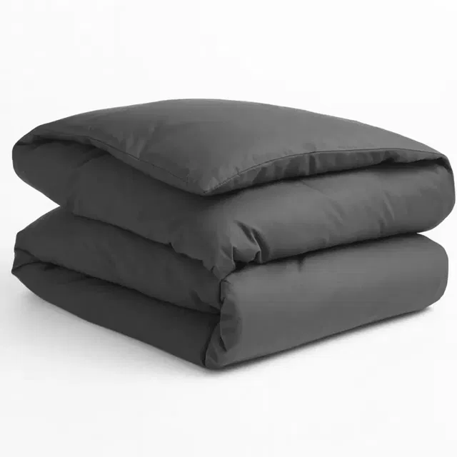 Sarangi Plain/Solid Duvet Cover 90x90inch Dark Grey