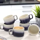 6 Pcs Ceramic Tea & Coffee Cup Set - Dual Tone Blue