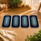 Alaqsa Cotton Rectangle Mat [13x20 inch] Pack of 4 Navy Blue