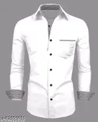 Formal Wear Cotton Blend Shirt for Men, White 