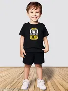 Cotton Blend Printed Clothing Set for Boys, Black & Blue, Pack Of 2 
