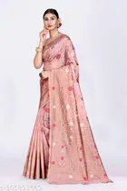 Linen Zari Woven Saree for Women 